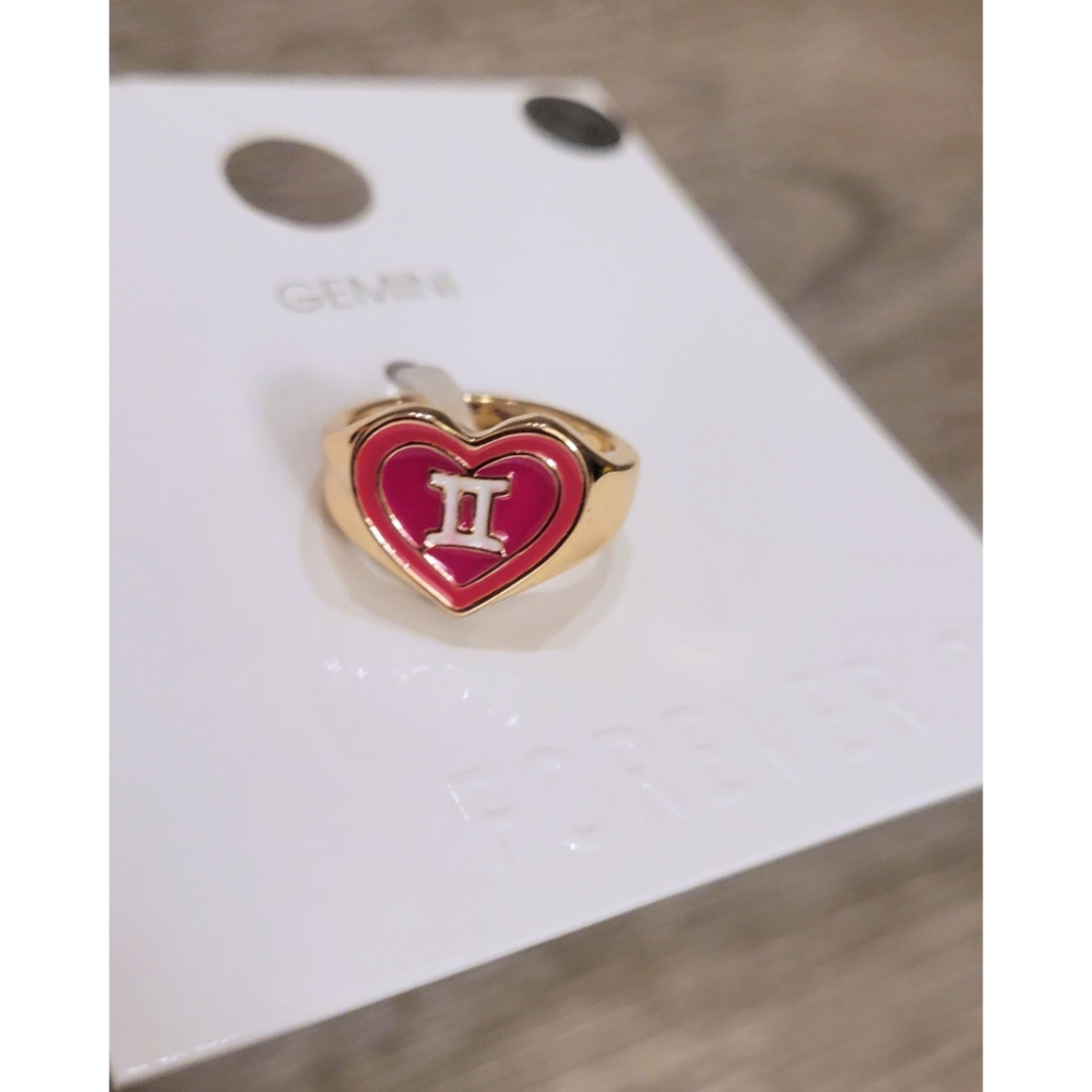 NEW Gemini Heart Ring Gold Pink Size 7